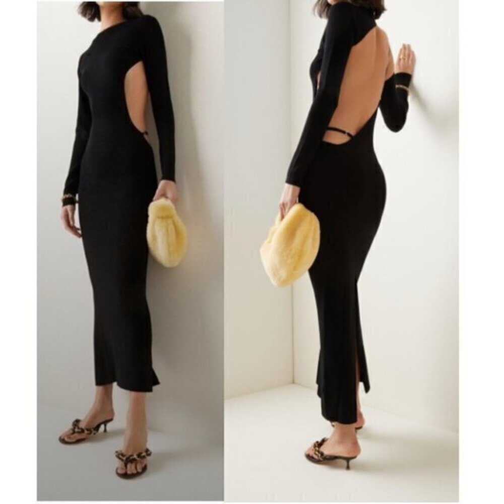 Aya Muse Dress Carrara Maxi Ribbed Cutout in Black